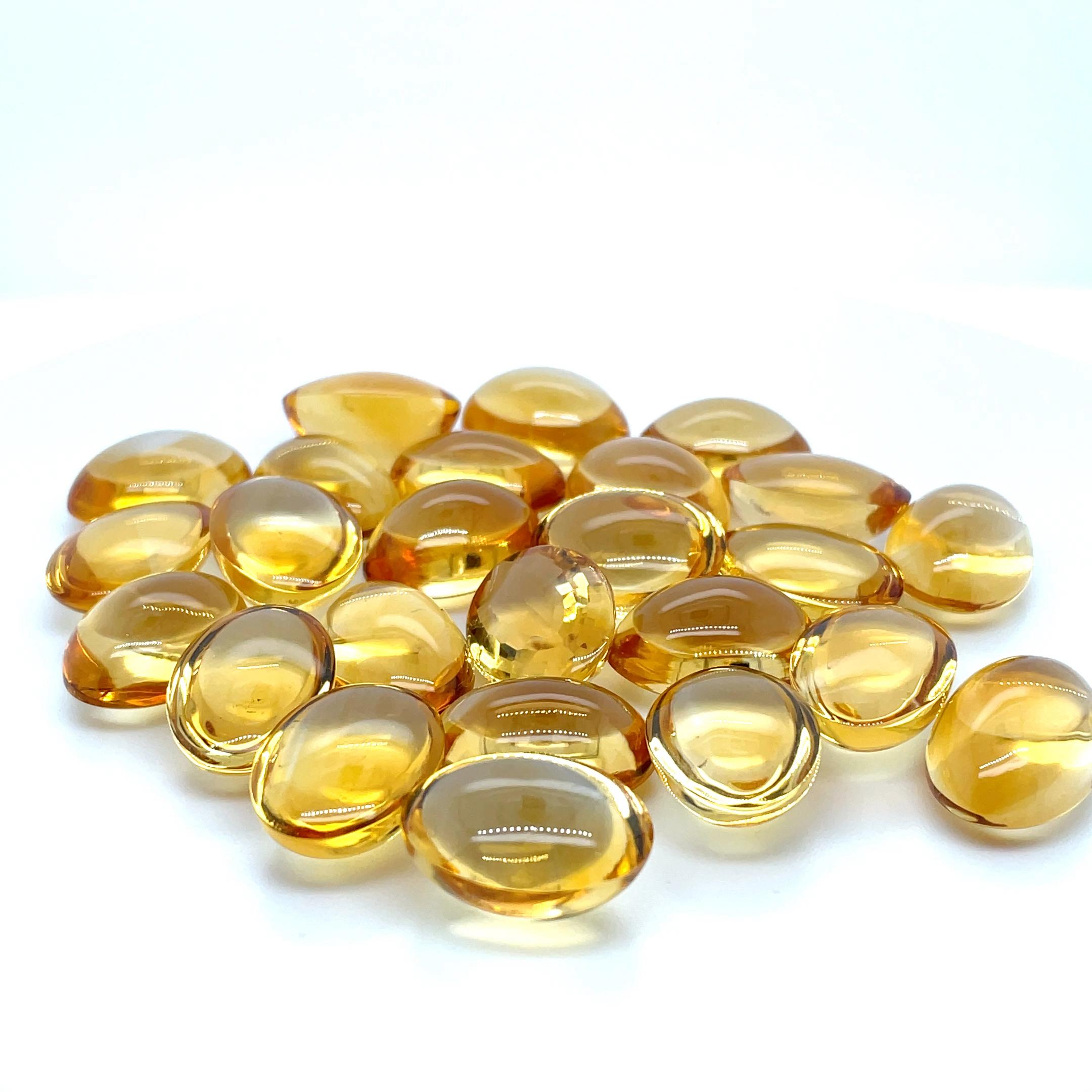25 oval geformte Citrin-Cabochons in Cabochonform, Karat 334.95 (Ovalschliff) im Angebot
