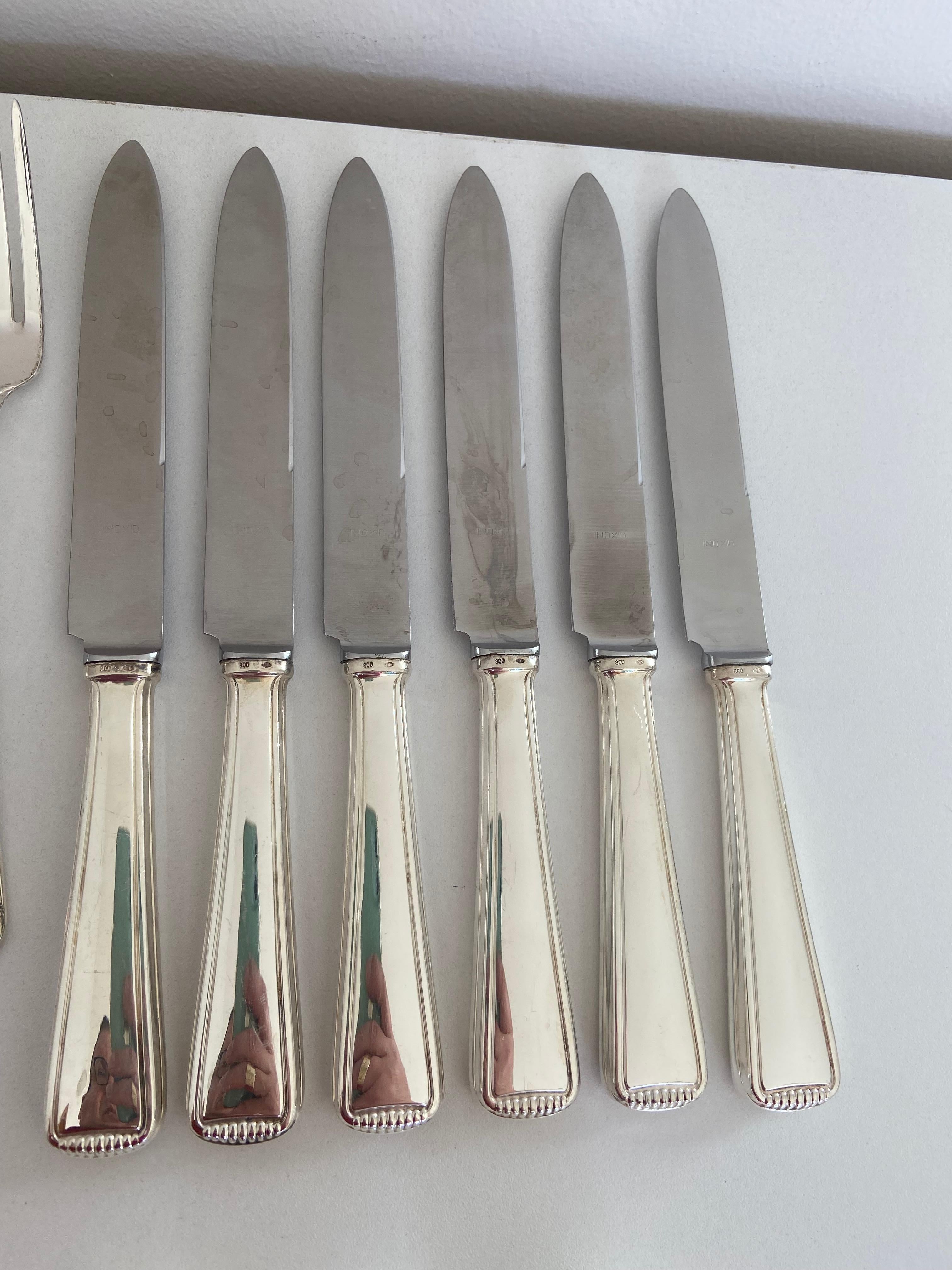 25-Piece Cutlery in 800 Silver, Morini Silverware from Bologna In Good Condition For Sale In Palermo, IT