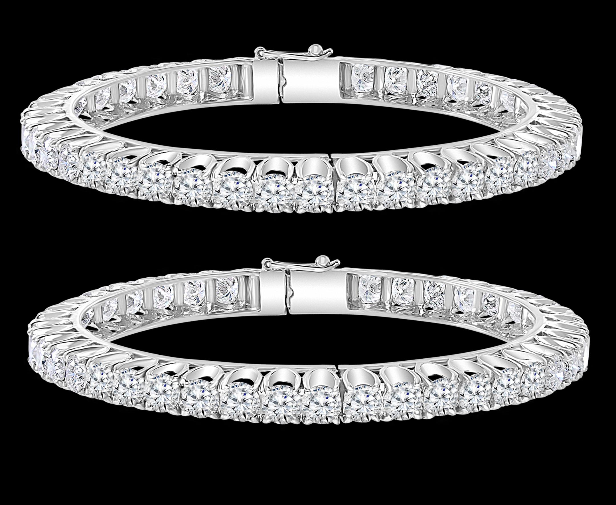 25 Pointer Each, 26 Carat Single Line Eternity 18 Kt Gold & Diamond Bangle, Pair 1