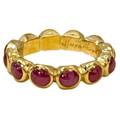 25 Pointer Each 3 Ct Natural Ruby Cabochon Anniversary Eternity Band/Ring 18KYG