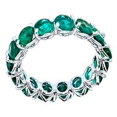 25 Pointer Each 4 Carat Emerald Anniversary Eternity Band / Ring 18KW Gold