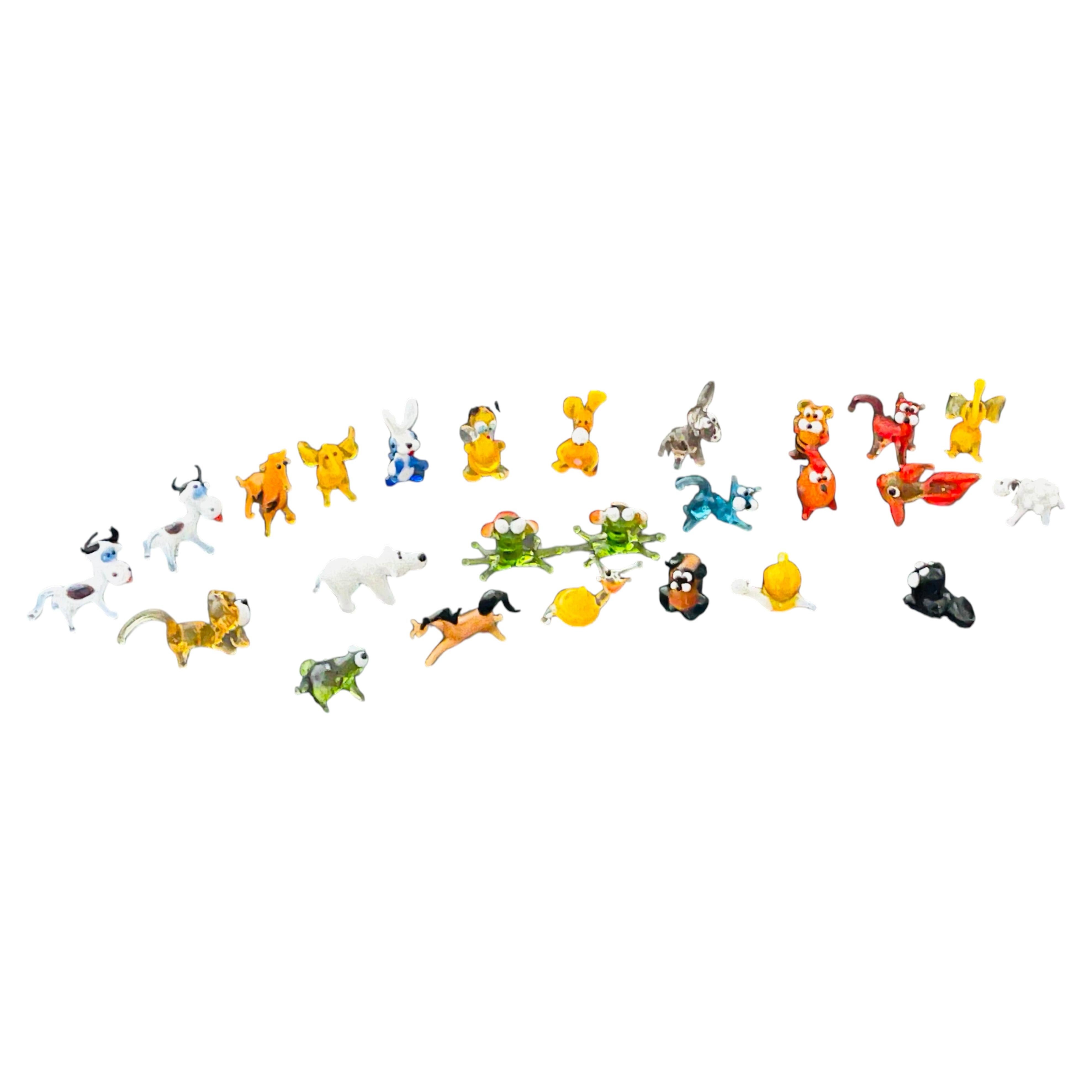 25 S Cute Art Blown Glass Animal Figurines Set