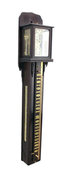 25" Tall Japanese Ebony Shaku Dokei Striking Hanging Stick Pillar Wall Clock