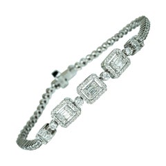 2.5 TCW Baguette-Cut Diamond Tennis Bracelet in 18K White Gold - Modern Grace