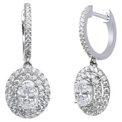 2.5 TCW Carat Art Deco Diamond Pear Cut Drop Dangle Earrings Setting E VVS GIA