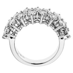 2.5 TCW Classic Cluster Double Row Diamond Band Ring in 14 karat White Gold