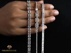 Bracciale Tennis con diamanti naturali a baguette e taglio rotondo da 2,50tcw in oro bianco 18 carati