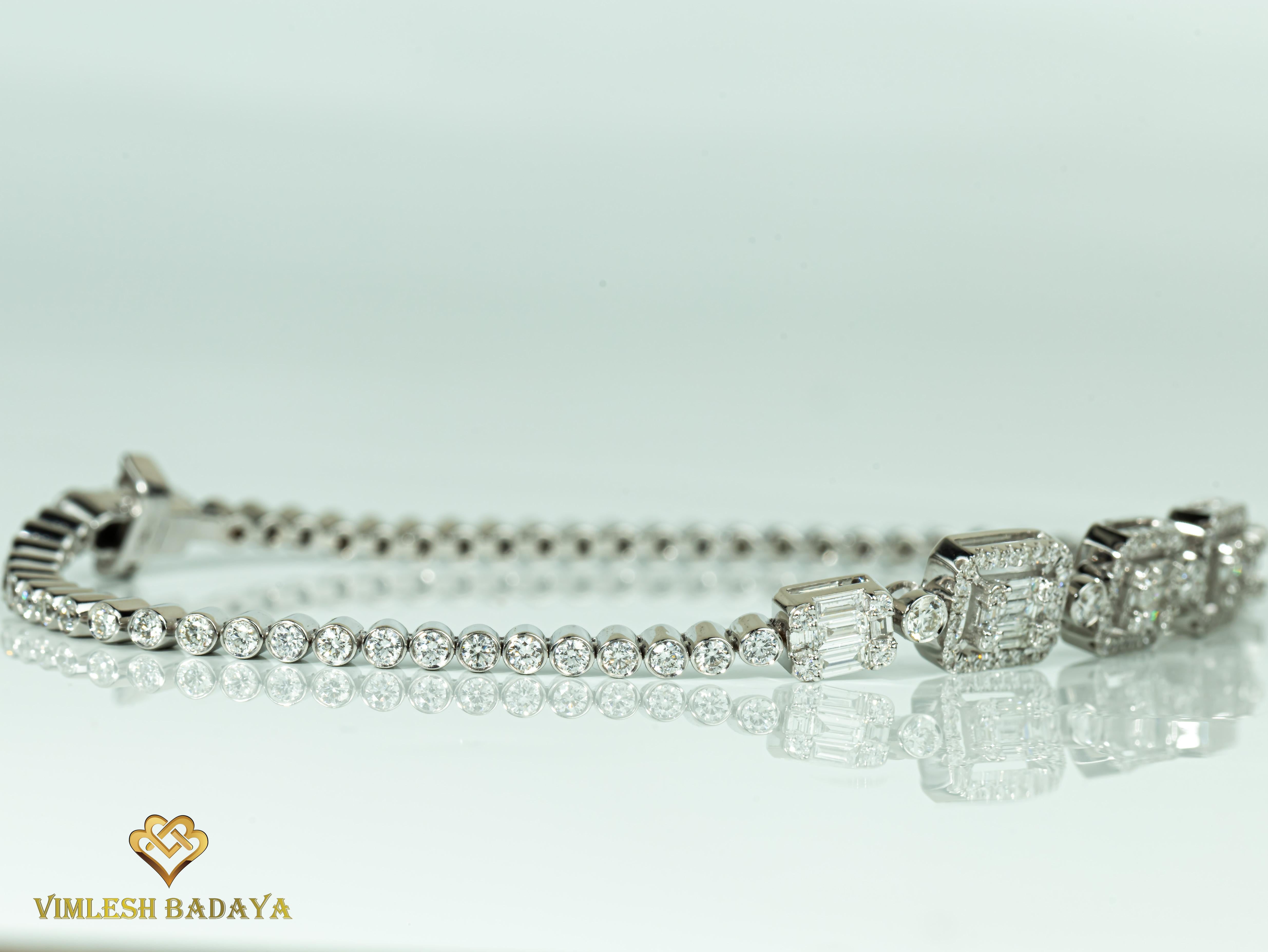 Taille baguette Bracelet tennis en diamants naturels taille baguette 2,5 carats TCW pour elle en vente