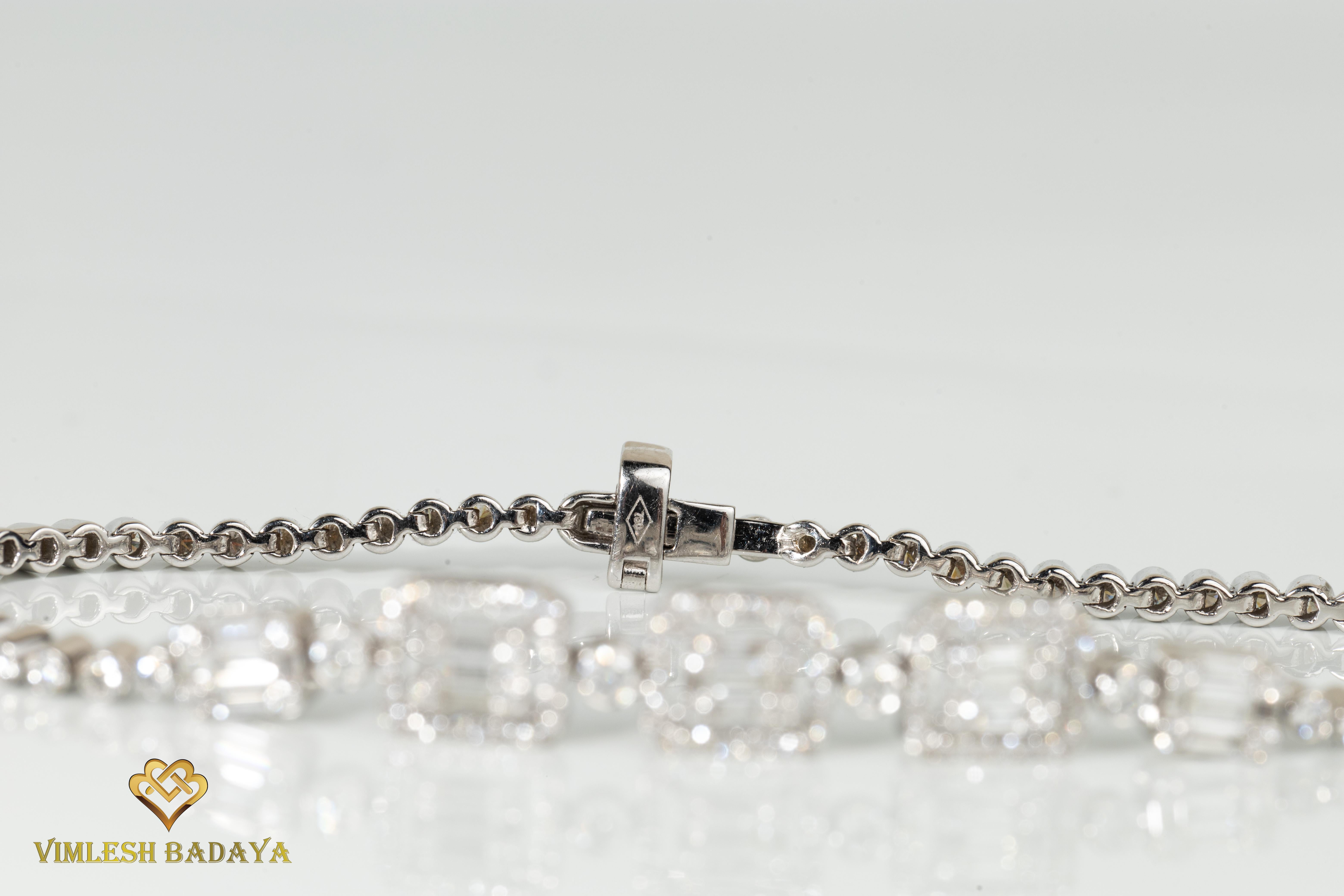 2.5 TCW Round Baguette Cut Natural Diamond Tennis Bracelet For Her For Sale 2