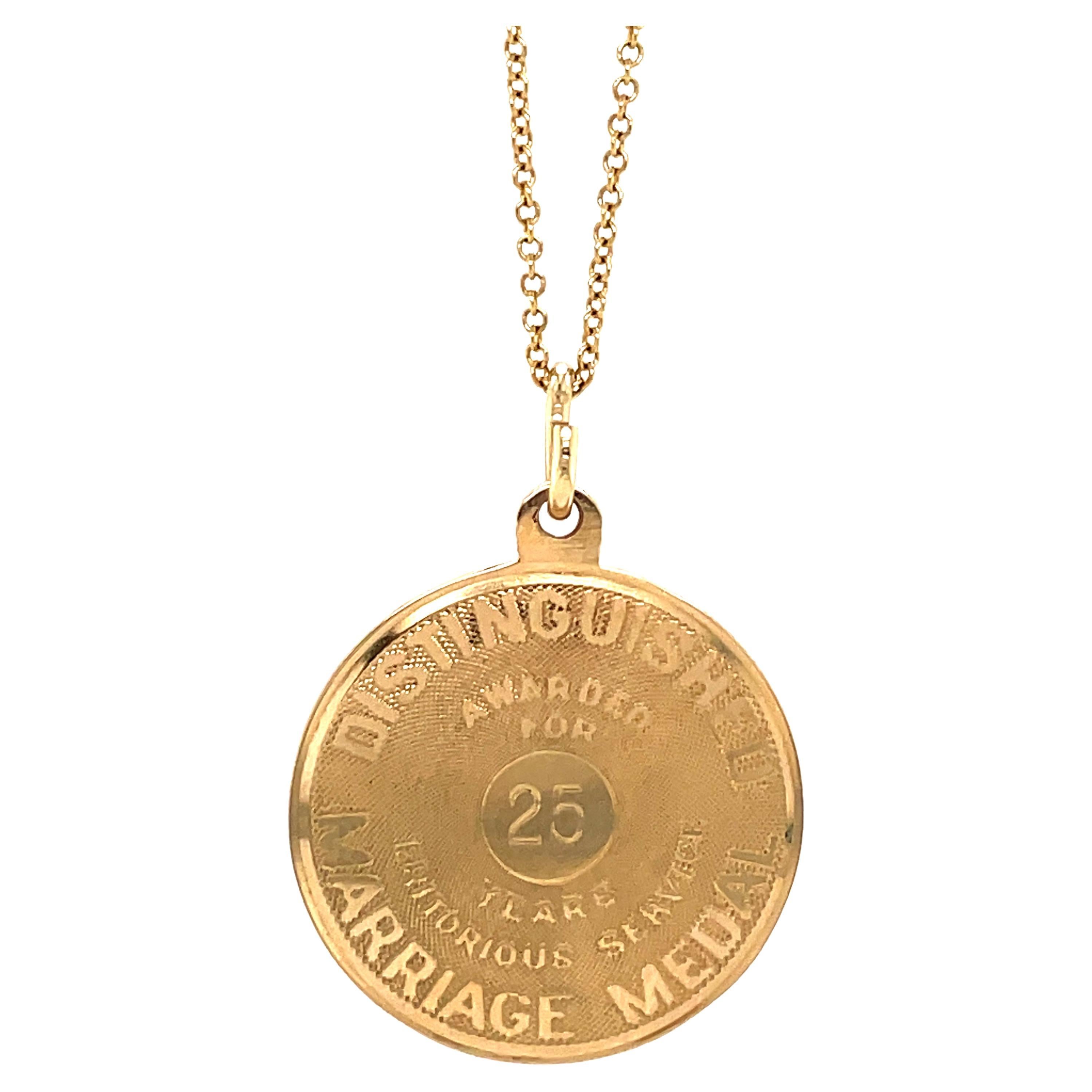 25 Year Marriage Medal Gold Charm
