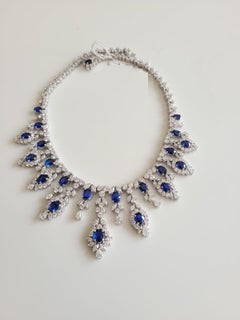 $250, 000 Rare Fancy 18KT Gold Estate Gorgeous Ceylon Sapphire Diamond Necklace