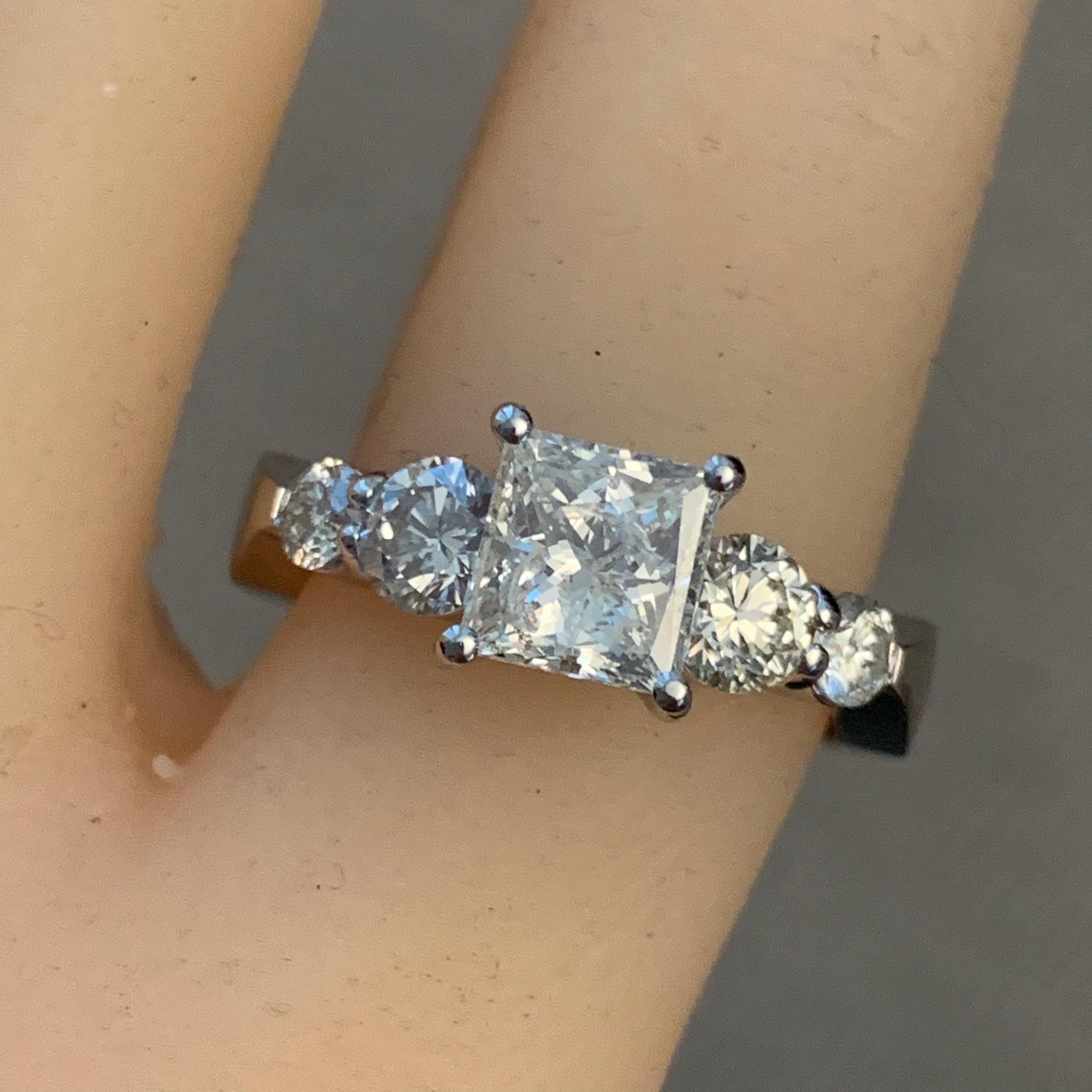 Modern 2.50 Approximate Carat Princess Diamond Ring 14 Karat White Gold, Ben Dannie For Sale