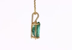 2.50-Carat 14K Emerald Pear Cut Solitaire Gold Pendant Prong Set