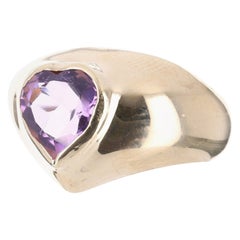 2,50 Karat 14K natürlicher Amethyst Herzschliff Solitär Lünette Set Ring