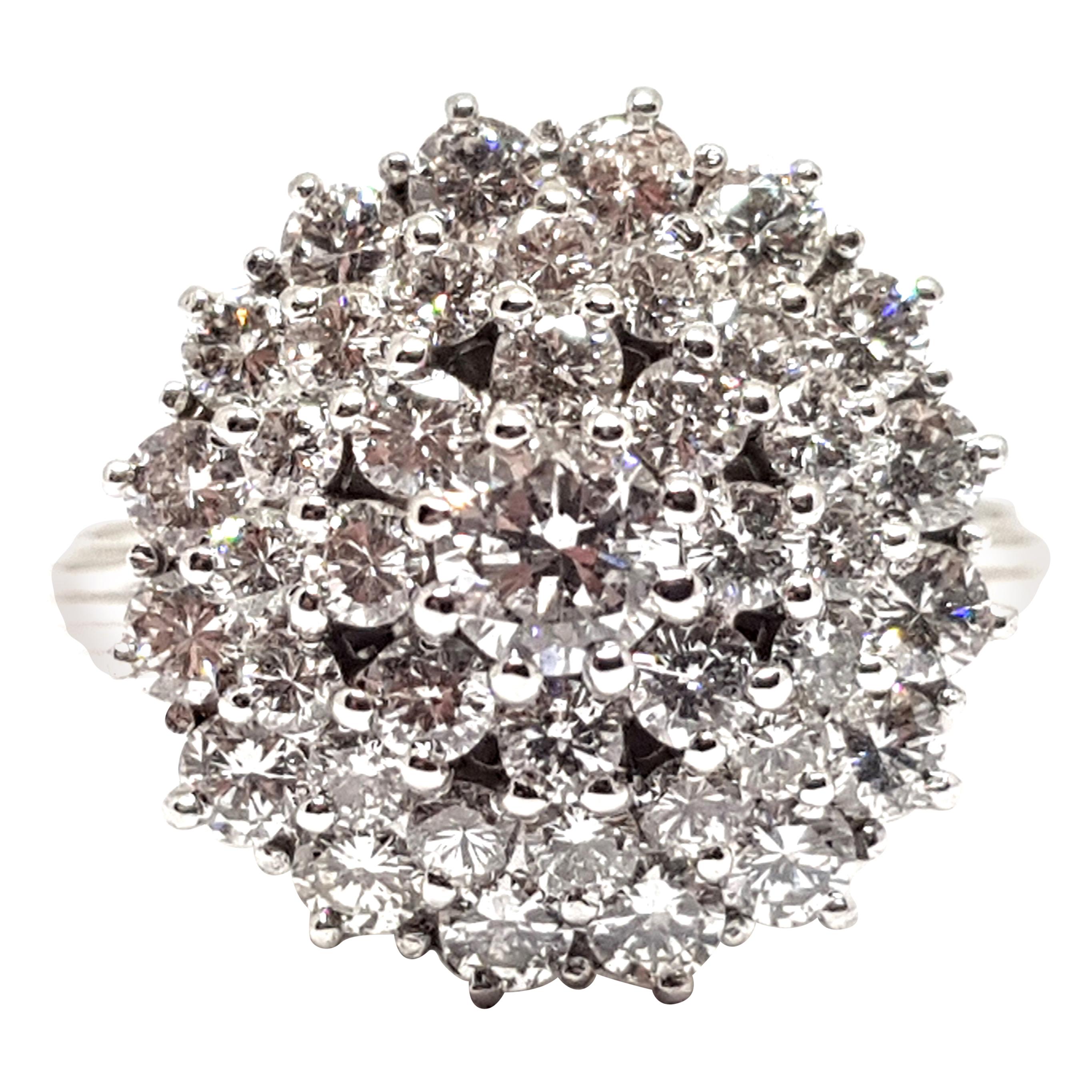 2.50 Carat 18 Karat White Gold Vintage Diamond Ring
