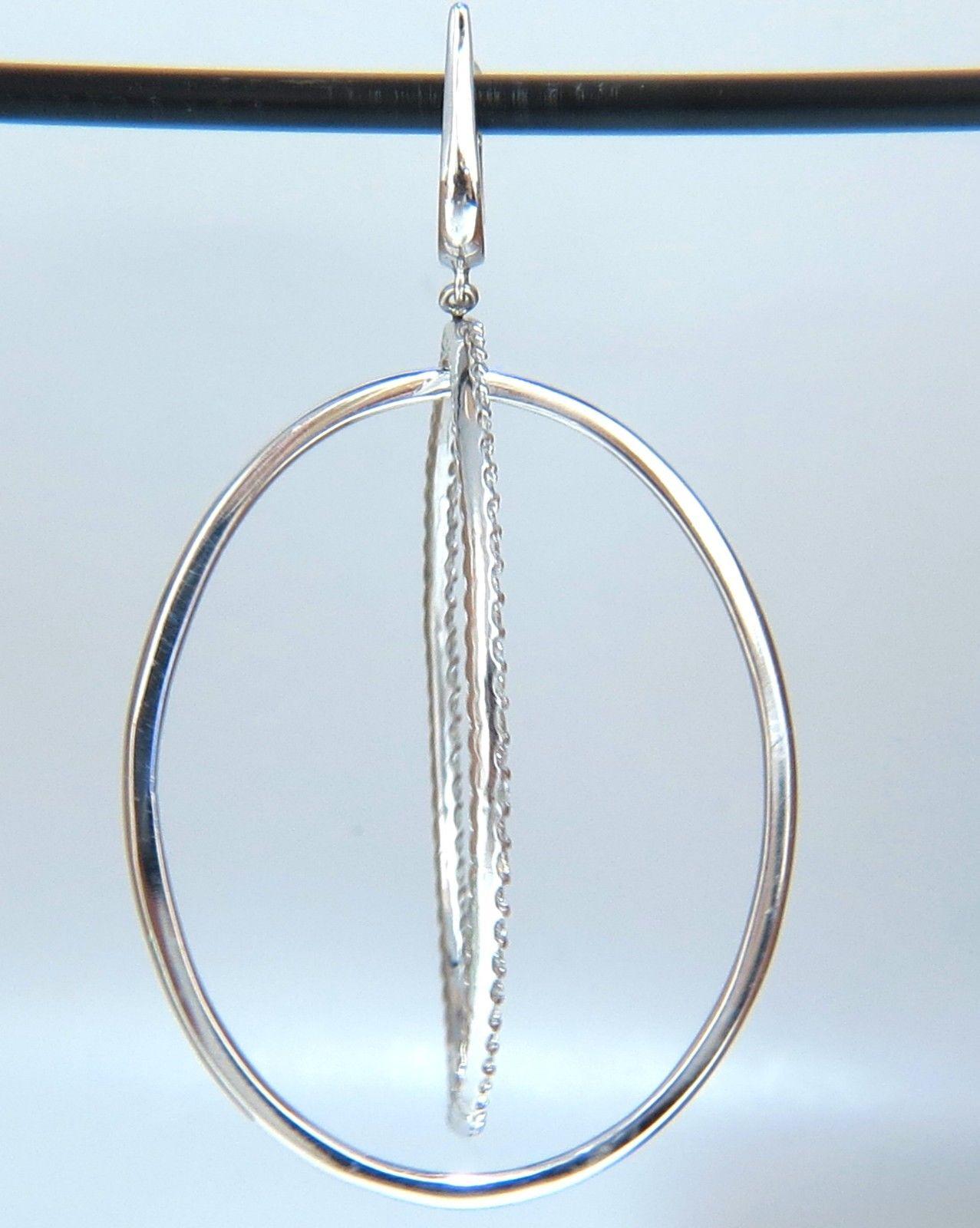 2.50 Carat 3D Rotating Oval Circles Diamond Dangle Earrings 14 Karat Lever Back 4