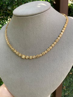 2.50 Carat Alternating Emerald and Pear Shaped Bezel Set Diamond Tennis Necklace