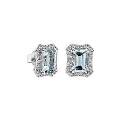Sunita Nahata Aquamarine 2.50ct. Stud Earring in 18KWG with Diamond.