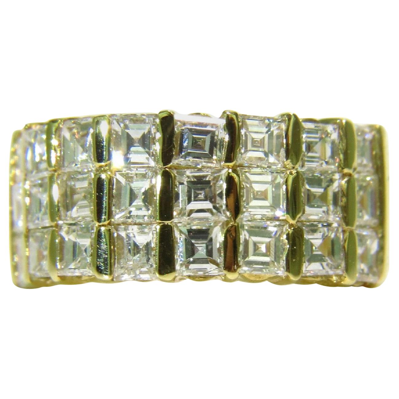 2,50 Carati Ascher / Taglio Quadrato Fascia di Diamanti G/H VS 14 Carati Canale Deco in vendita