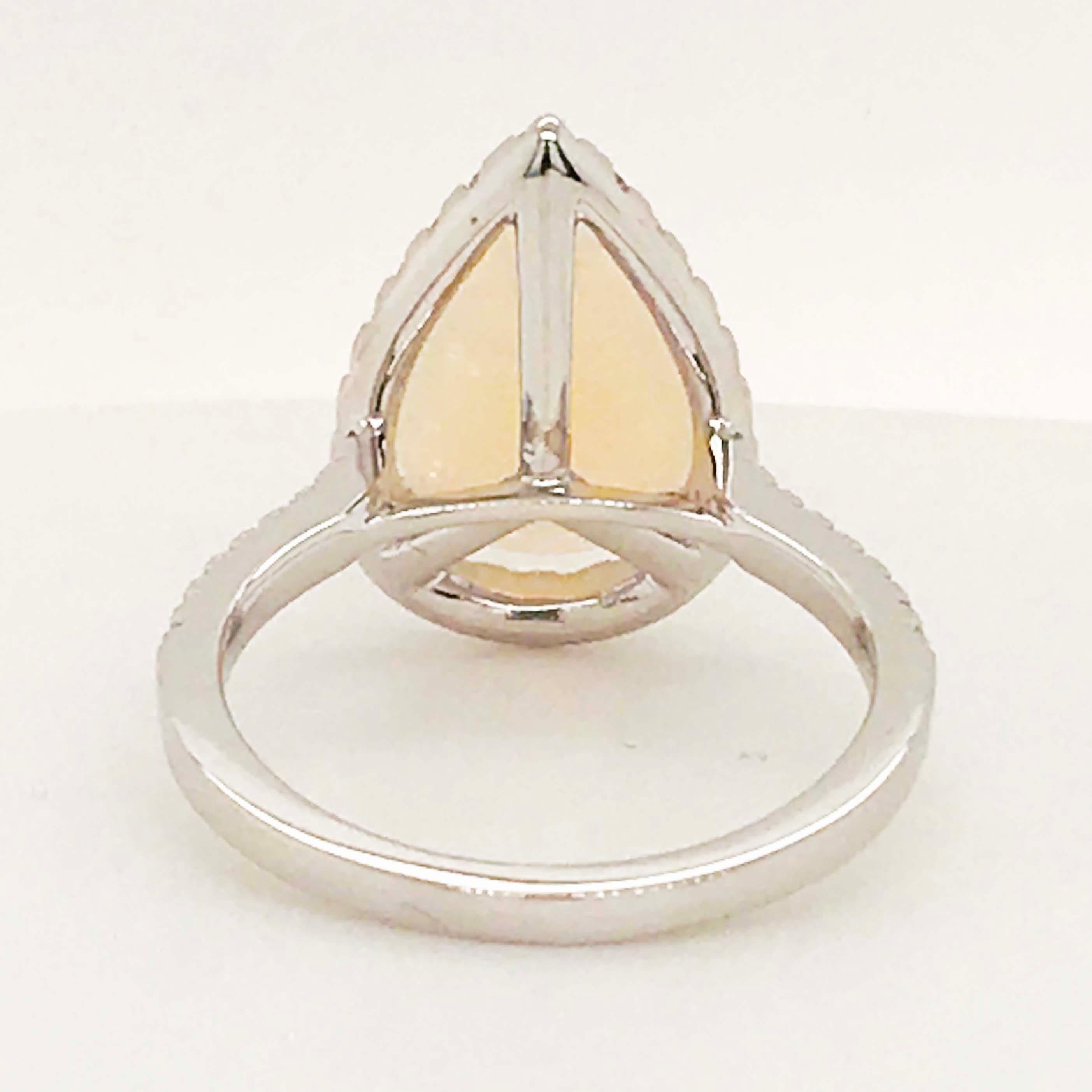 Modern 2.50 Carat Australian Opal and Diamond Halo Engagement Ring 14 Karat White Gold
