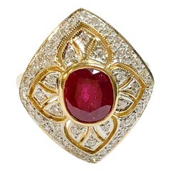 2.50 Carat Burmese Ruby and Diamond Cocktail Ring