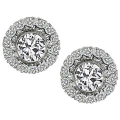 2.50 Carat Center Diamond 1.50 Carat Side Diamond Earrings