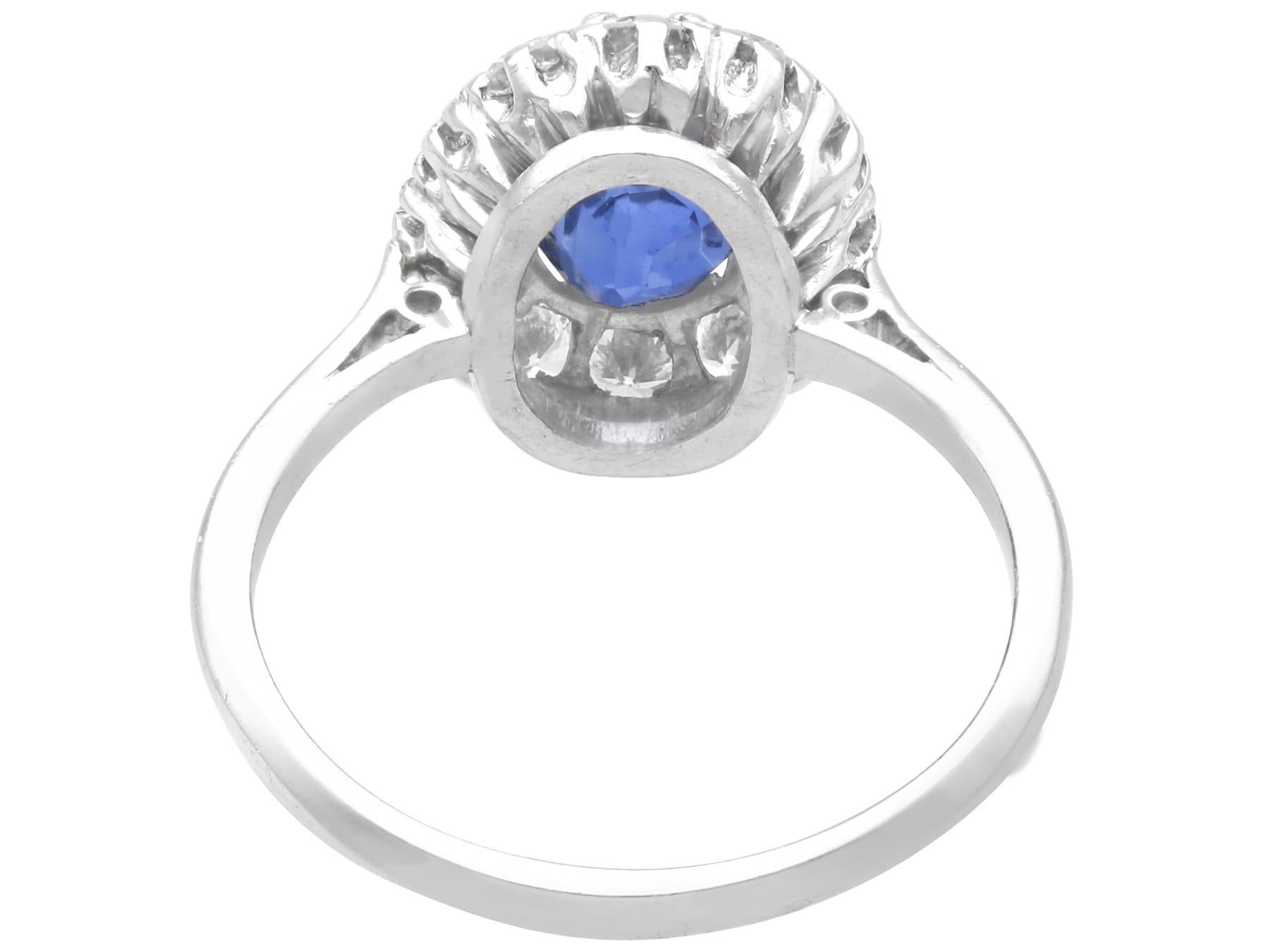 Women's or Men's 2.50 Carat Ceylon Sapphire and 0.75 Carat Diamond Platinum Dress Ring Circa 1970 For Sale