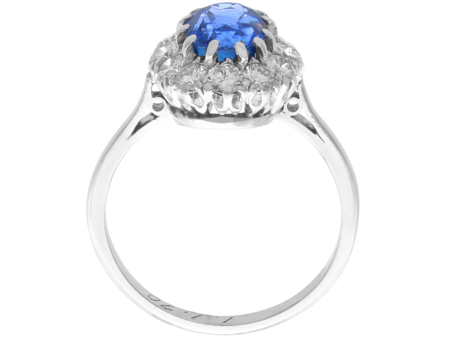 2.50 Carat Ceylon Sapphire and 0.75 Carat Diamond Platinum Dress Ring Circa 1970 For Sale 1