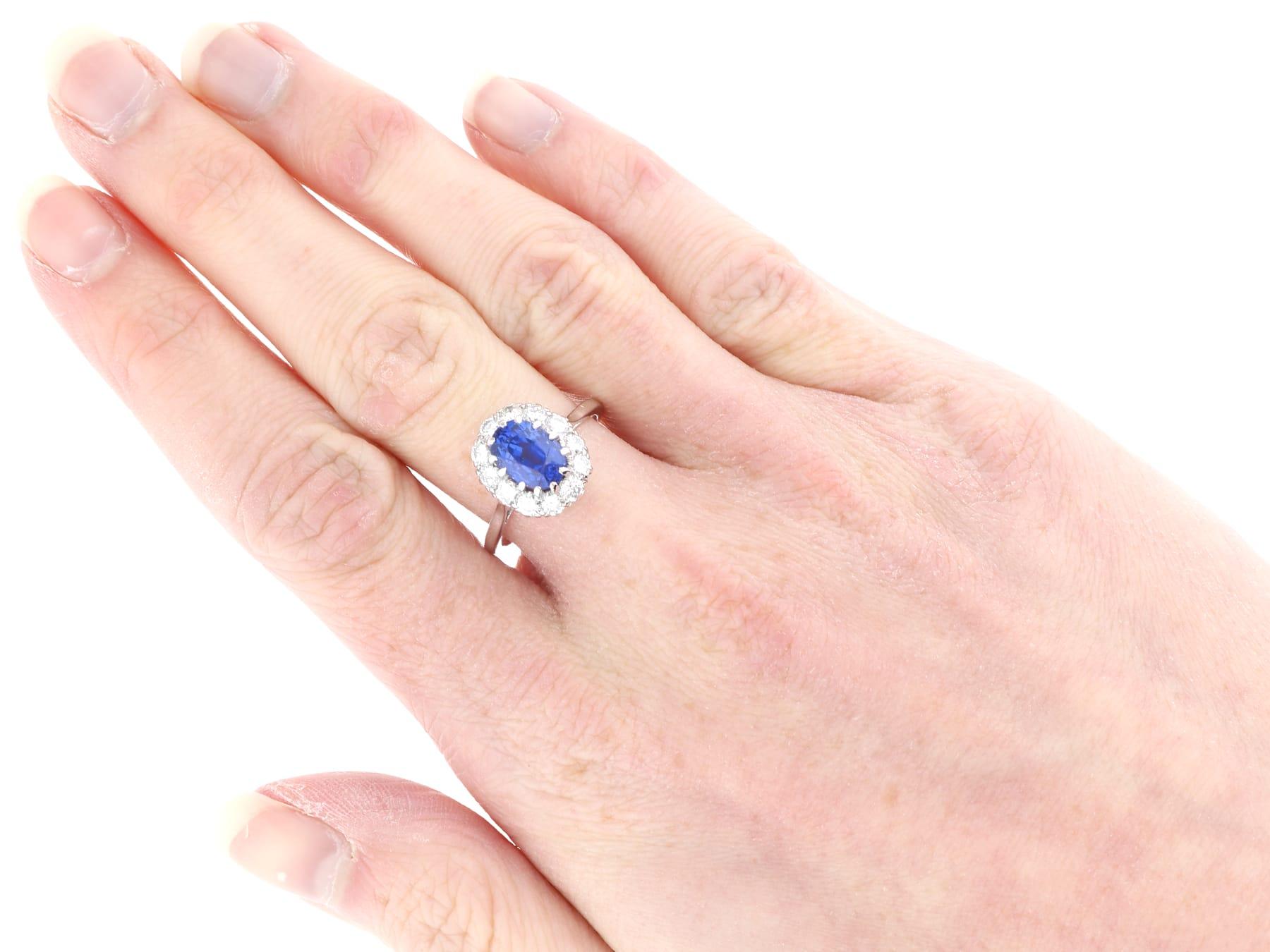 2.50 Carat Ceylon Sapphire and 0.75 Carat Diamond Platinum Dress Ring Circa 1970 For Sale 2