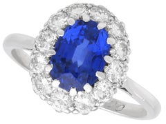 2.50 Carat Ceylon Sapphire and 0.75 Carat Diamond Platinum Dress Ring Circa 1970