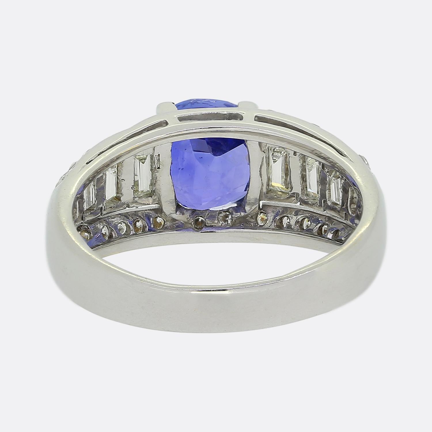 2.50 Carat Ceylon Sapphire and Diamond Cluster Ring In Good Condition For Sale In London, GB