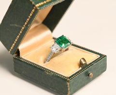 2.50 Carat Colombian Emerald Ring. Gubelin No Oil Emerald GIA Diamond Platinum