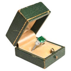 2.50 Carat Colombian Emerald Ring. Gubelin No Oil Emerald GIA Diamond Platinum