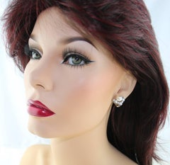 2.50 Carat Diamond and Pearl Gold Chevron Earrings