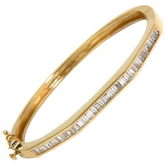 2.50 Carat Diamond Bangle Baguette Channel Bracelet 14 Karat