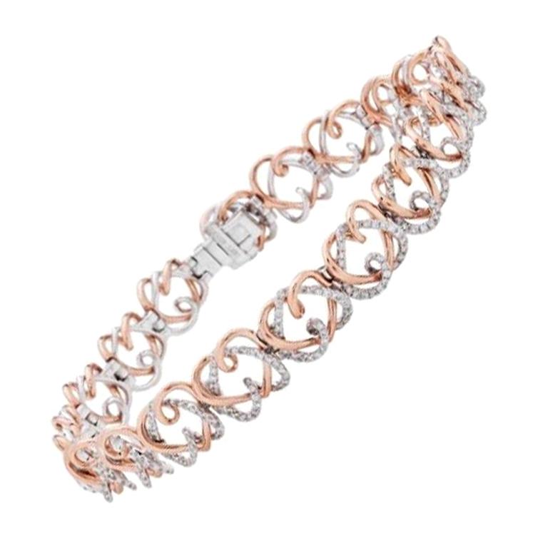 2.50 Carat Diamond Bracelet in 18 Karat Rose and White Gold For Sale
