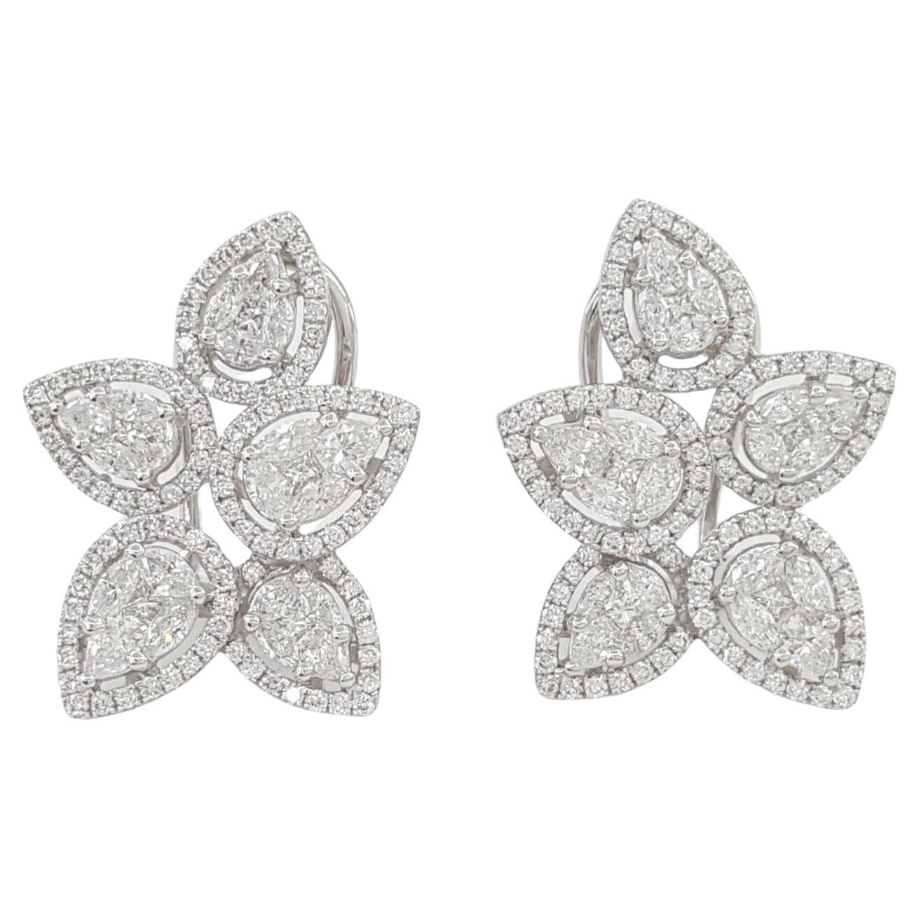 2.50 Carat Diamond Cluster Earrings In New Condition For Sale In Chicago, IL