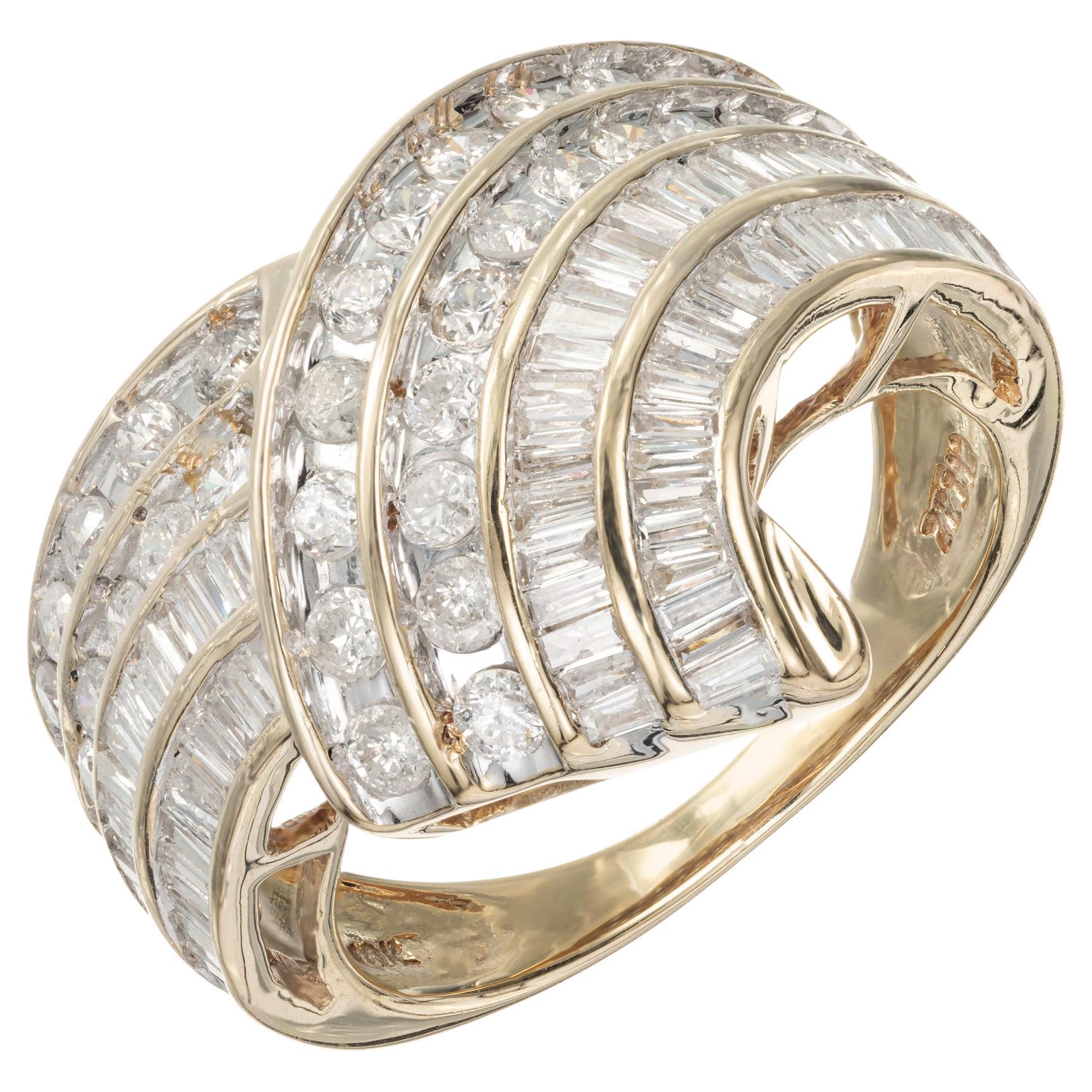 2.50 Carat Diamond Cluster Yellow Gold Cocktail Ring For Sale