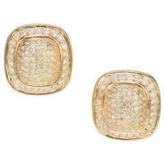 2.50 Carat Diamond Gold Cushion Shaped Clip Post Dome Earrings