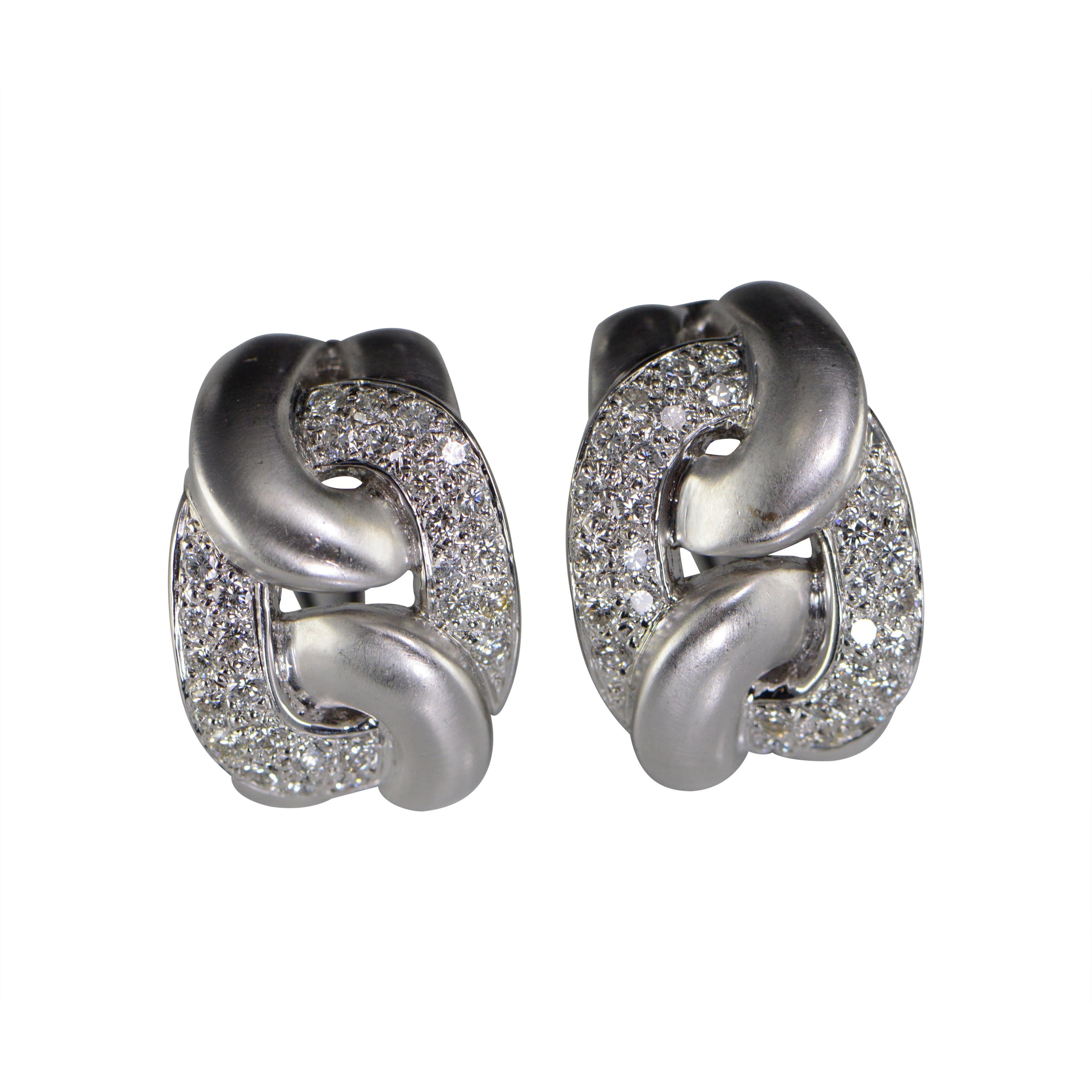 2.50 Carat Diamond Knot White Gold Earrings For Sale