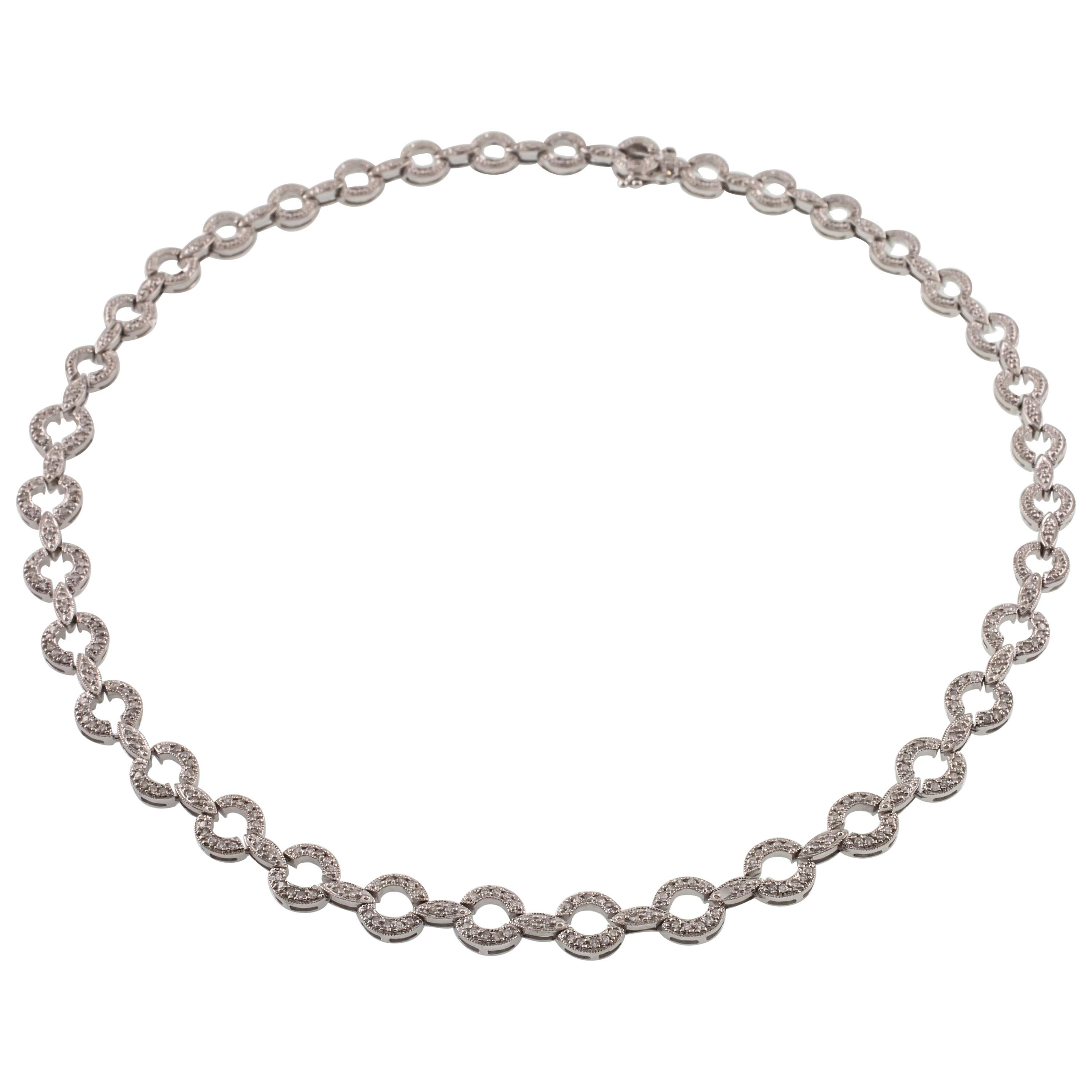 2.50 Carat Diamond Link Necklace in White Gold