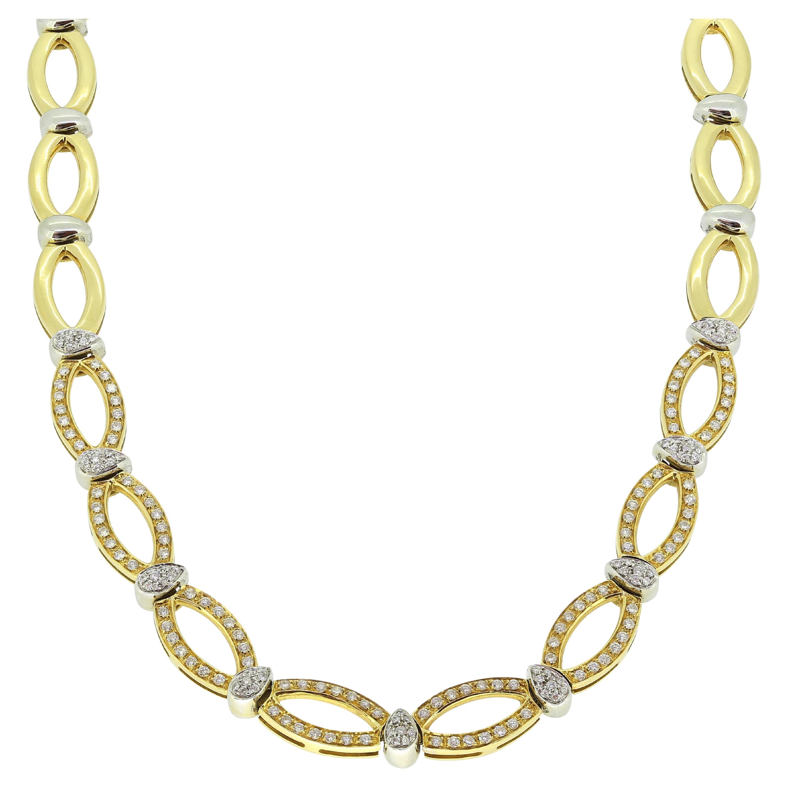 2.50 Carat Diamond Oval Link Collar Necklace