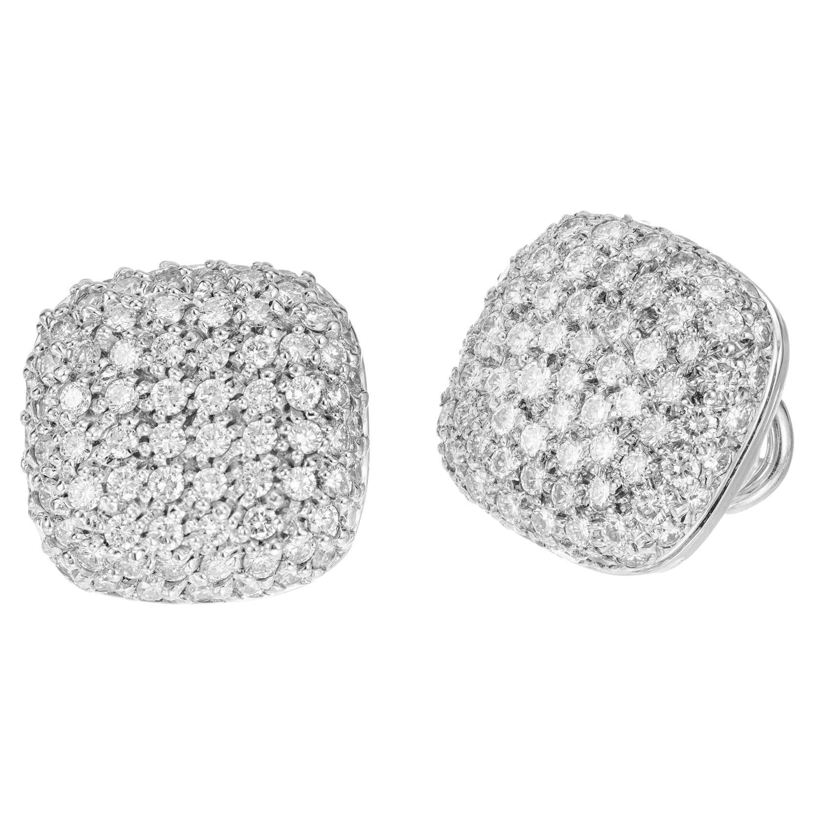 2.50 Carat Diamond Pave Clip Post Gold Earrings For Sale
