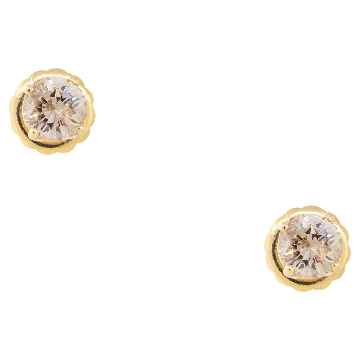 2.50 Carat Diamond Stud Earrings 14 Karat in Stock For Sale