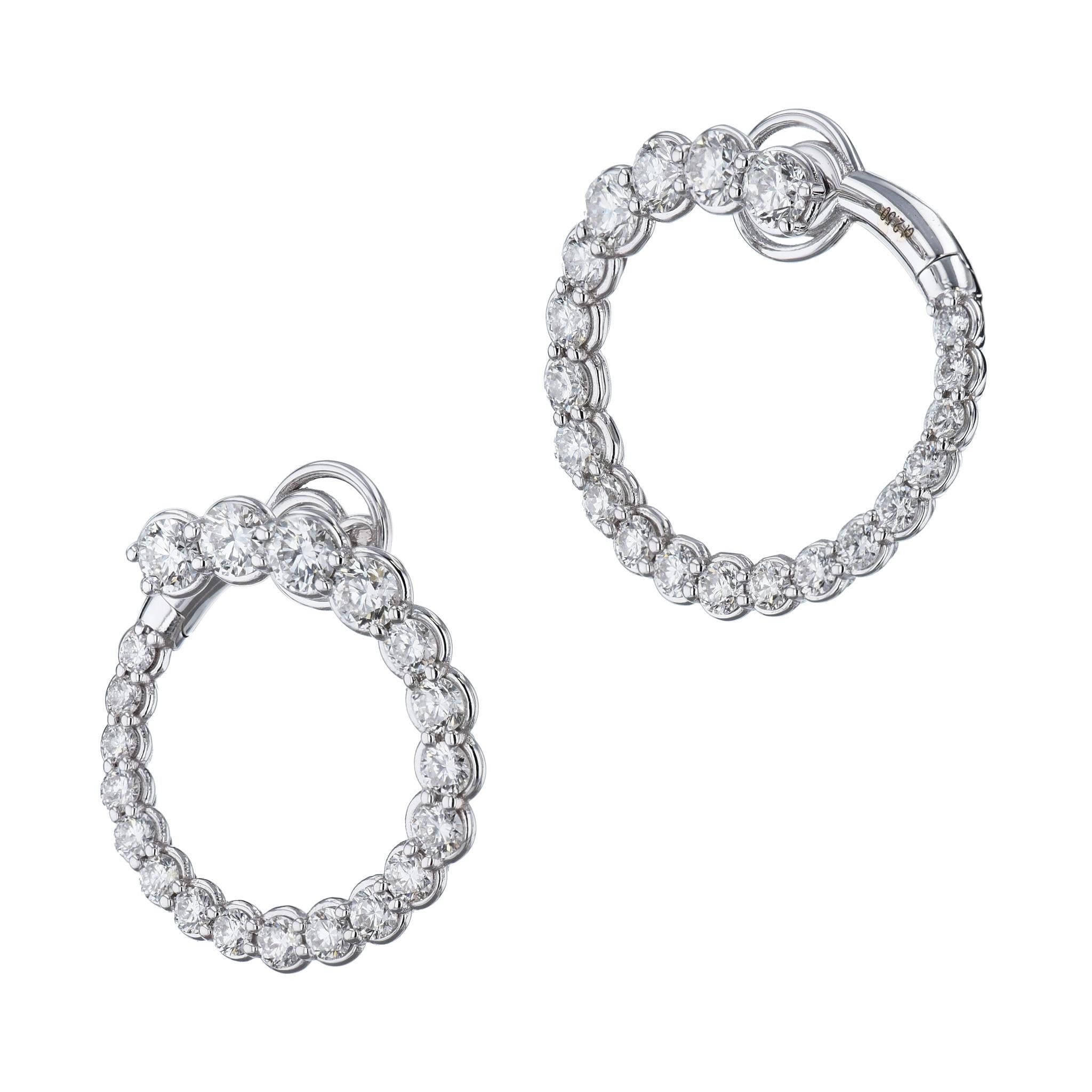 2.50 Carat Diamond White Gold Circle Earrings  In New Condition For Sale In Miami, FL