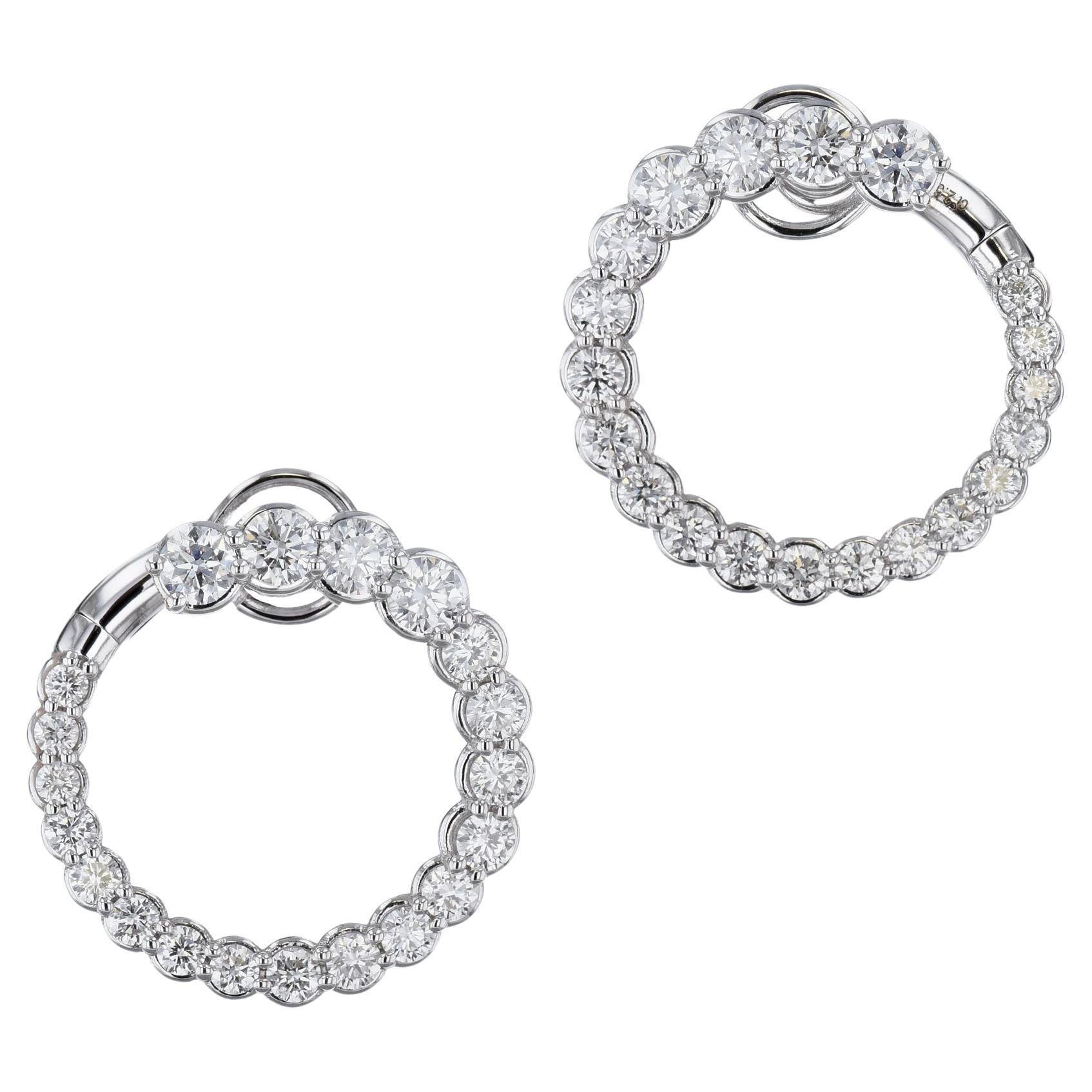 2.50 Carat Diamond White Gold Circle Earrings  For Sale