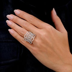 2.50 Carat Diamond White Gold Seven Row Tiara Wide Band Fashion Ring