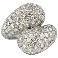2.50 Carat Diamonds Pave Bombe Crossover Ring, 18 Karat White Gold