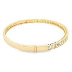 2.50 Carat Emerald Cut Bezel Set Diamond Bangle Bracelet 18K Yellow Gold