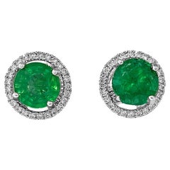 2.50 Carat Emerald Diamond 14k Gold Stud Earrings